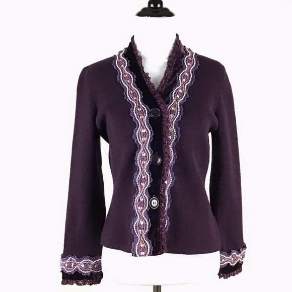 C&M Sweaters - C&M Paris Wool Blend Embellished Cardigan Medium